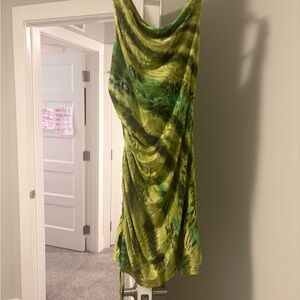 White Fox Boutique Green Multi Print Mini Dress